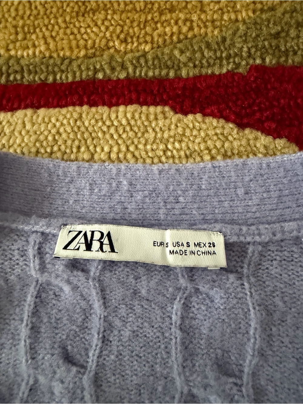 Zara Women Lavender Purple Cable Knit Cropped Cardigan Sweater Oversized Small - Picture 2 of 4